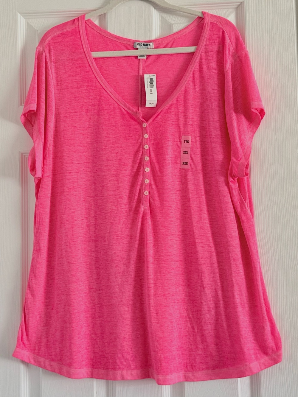 ๐ป Old Navy Neon Pink Short Sleeve Henley Tee XXL - Picture 5 of 5